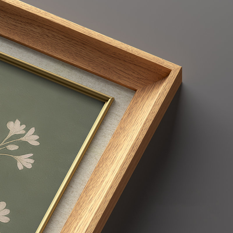 Panneau botanique floral vert subtil naturel - ensemble de 2 reproductions d'art encadrées de qualité supérieure sur papier 26 po x 36 po