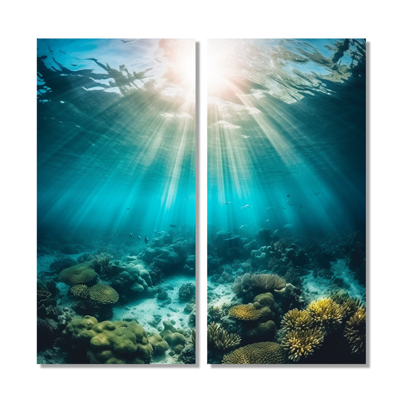 Underwater Coral IV - Coastal Coastal Wall Decor 2-Panneaux, 20" H x 24" W, Wrapped Canvas, Does Not Apply
