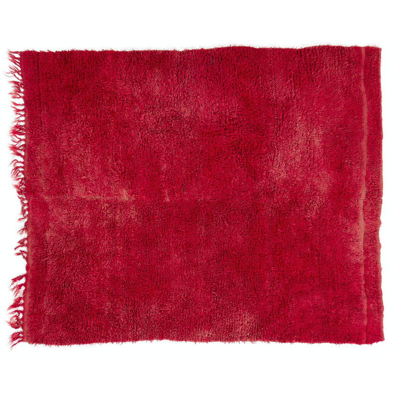 Solid Red Midcentury Handmade "Tulu" Rug
