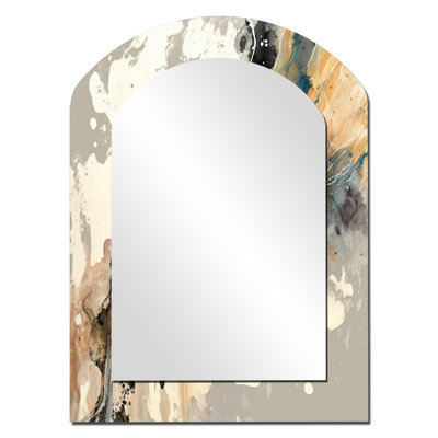 Jazz Rhythms In Shades Of Gray IV - Liquid Ink Arch Decorative Mirror, Modern Asymmetrical Wall Mirror, Printed Metal Art