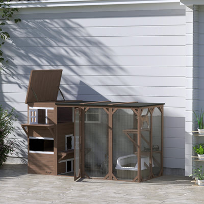 Catio d'extérieur, grande enceinte en bois pour chat avec conception à plusieurs niveaux