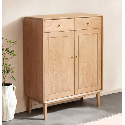 Odourless Varnish Oak Solid Wood Shoe Cabinet