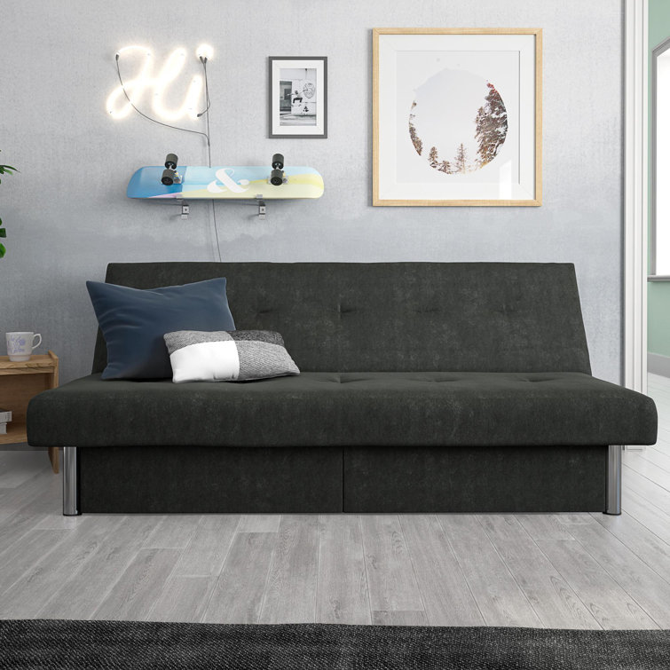 Adjua Twin 69'' Upholstered Biscuit Convertible Sofa