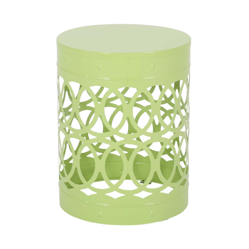 Modern Metal End Table With Iron Cut Design And Durable Powder-Coated Frame, Perfect For Contemporary Living Spaces., Green