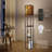 Modern Floor Lamp with Shelves USB Ports and Fabric Shade-959840467