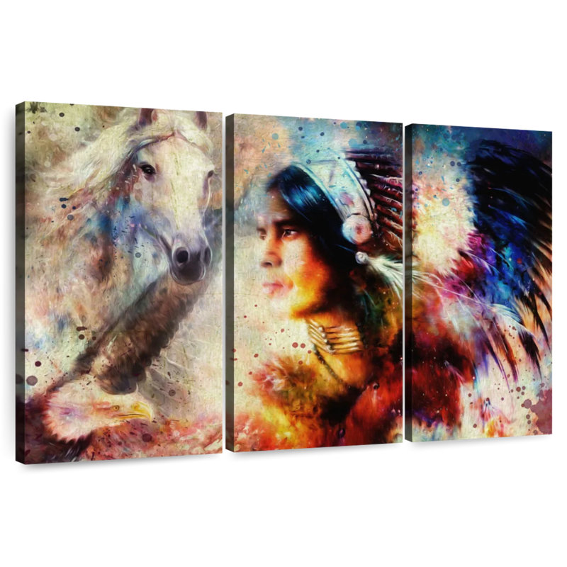 Lelar American Indian Warrior, 24" H x 38" W