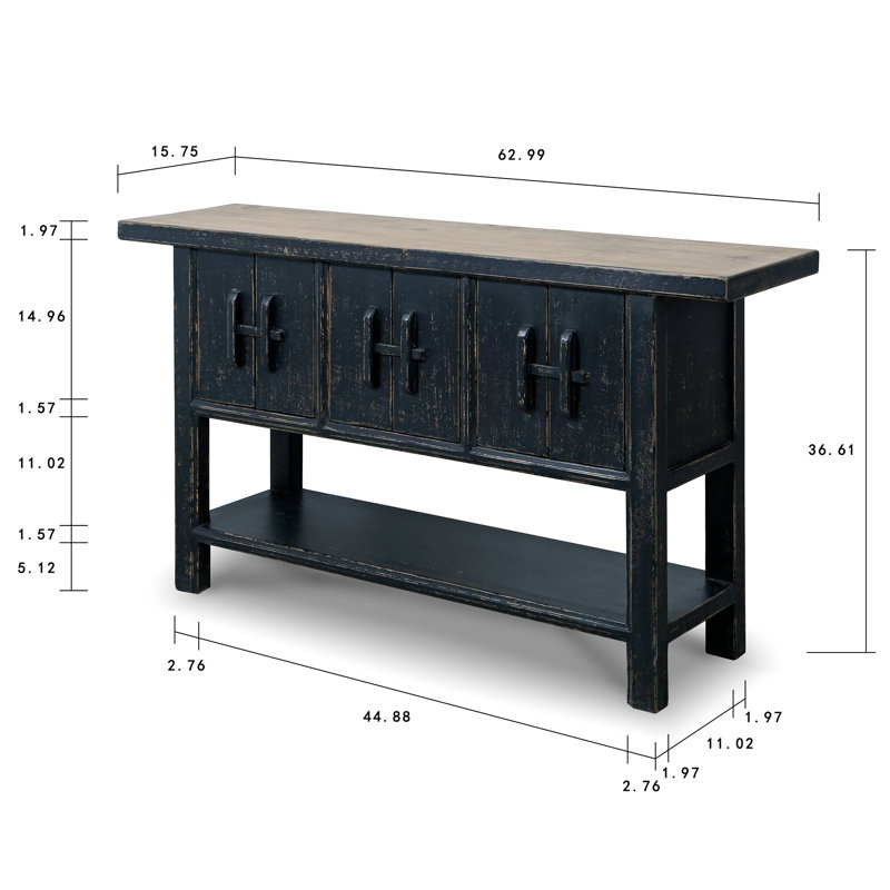 Amalfi 63'' W Solid Wood Console Table, Antique Black