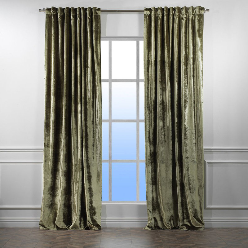 Room Darkening Single Curtain Panel, Light Green, 130cm Width x 225cm Drop