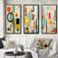 «Colorful Mid Century Mod Geometrics», 3 pièces sur toile-230430628-230430634