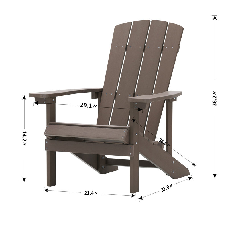 Younts Outdoor HIPS Plastic Adirondack Chair Modern Patio, Coffee