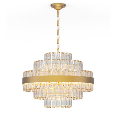 Lustre rond en cristal 24 po à 5 niveaux 24 po