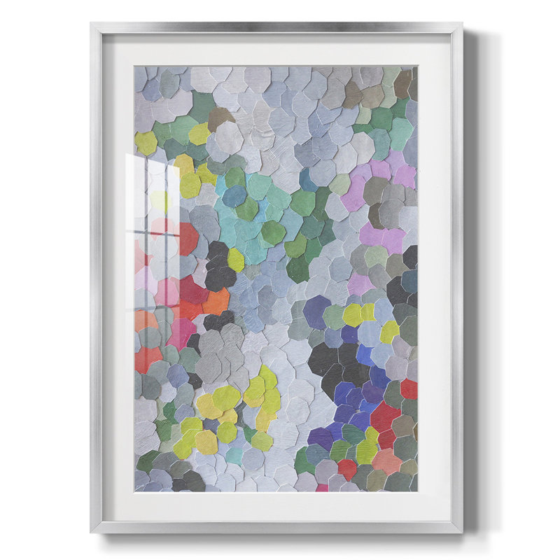 Printed Speckled Matter II, reproduction encadrée, Papier avec cadre argenté, Blanc
