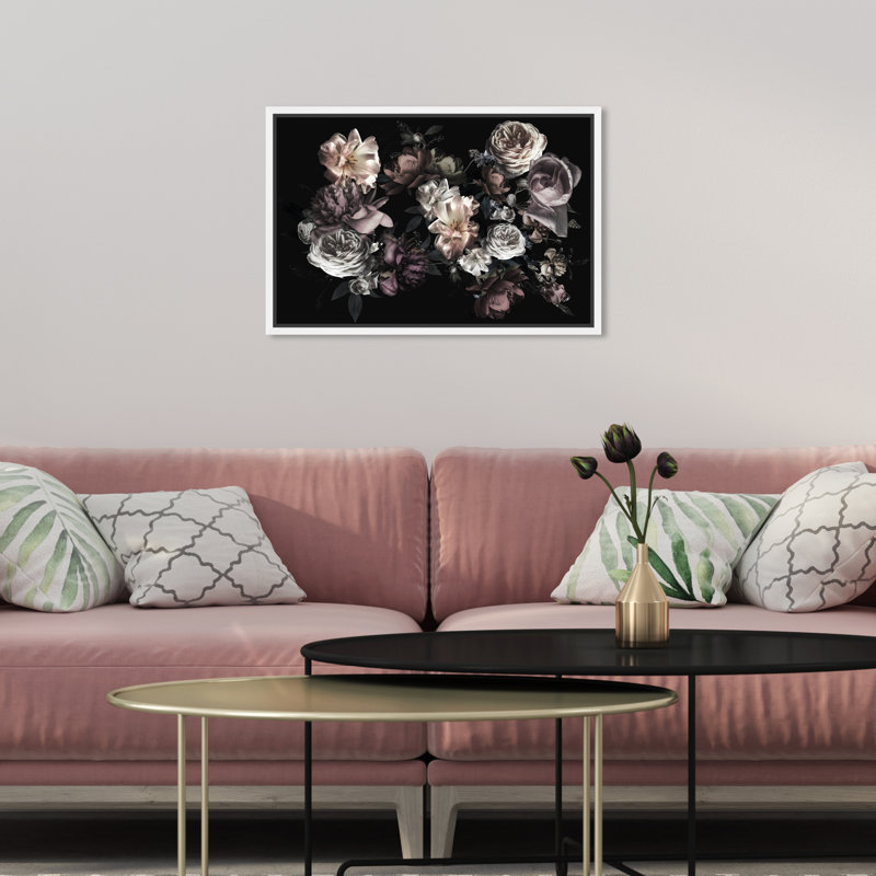 Wedding Blooms Florals - impression d'art graphique, H 10 po x l 15 po x 1,5 po, White Framed