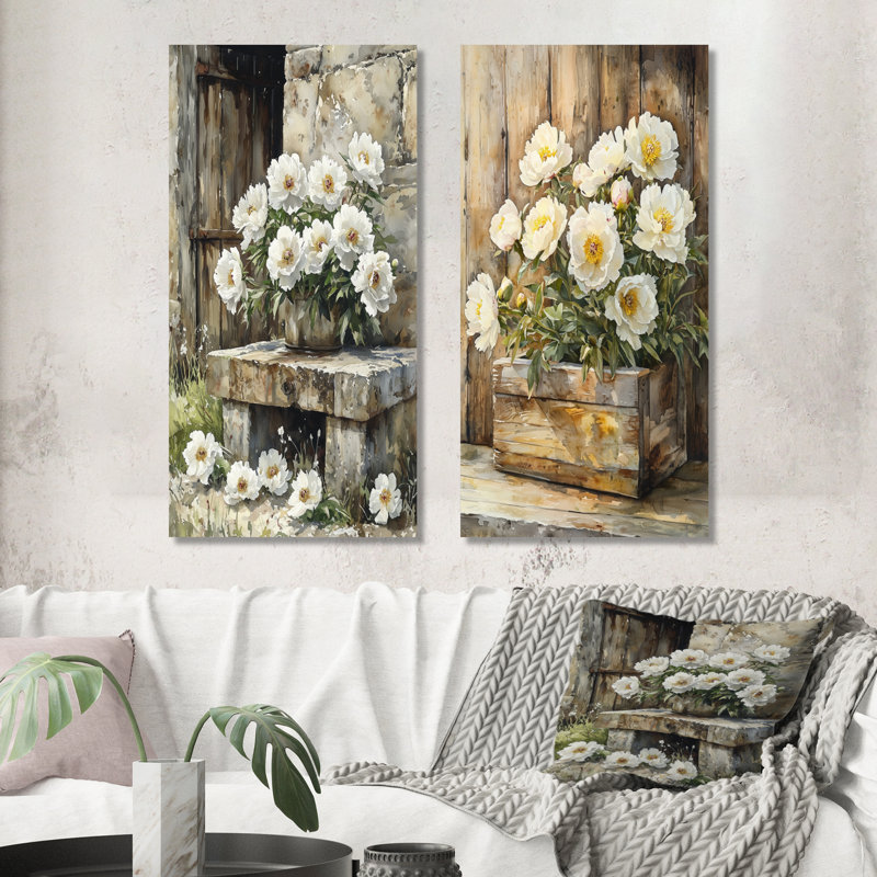 Ensemble de 2 pivoines par l'arrosage II, 40" H x 40" W