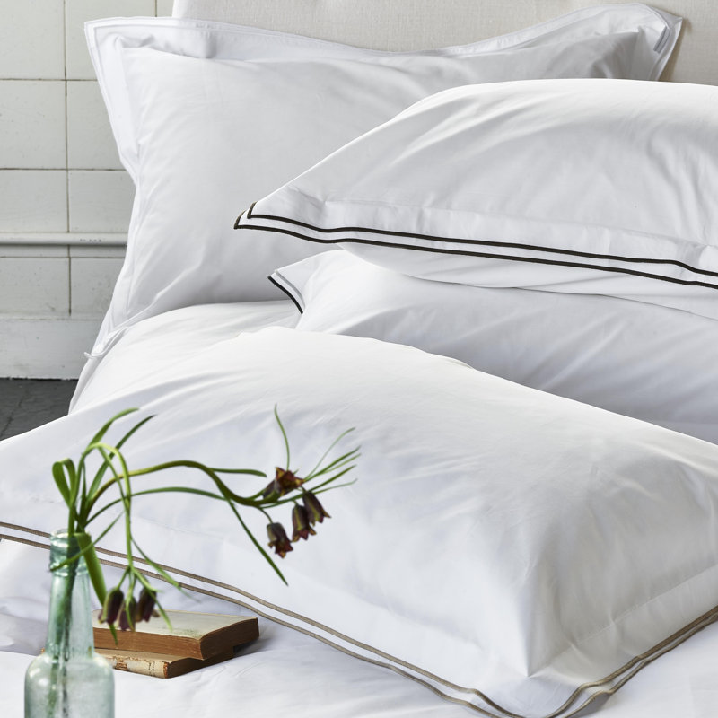Astor Cotton Duvet Cover, Queen Duvet Cover, Charcoal/Dove