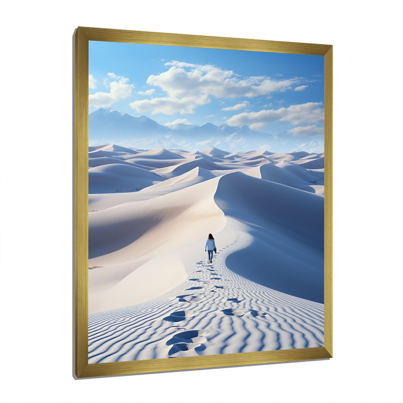Snow Desert Winters Solitude - impression, H 32 po x l 16 po x P 1 po, Encadrement doré