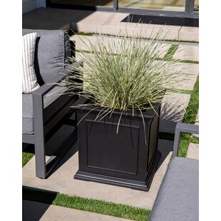 Rosemead Home & Garden, Inc. 17 Wide Kante Modern Concrete/Fiberglass  Indoor Outdoor Planter Pot Charcoal Gray