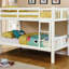 Lit simple superposé en bois massif blanc de style transitionnel, attaché, 13 pièces Lattes, rails avec structure de joint à insérer et verrouiller, lit gigogne non inclus