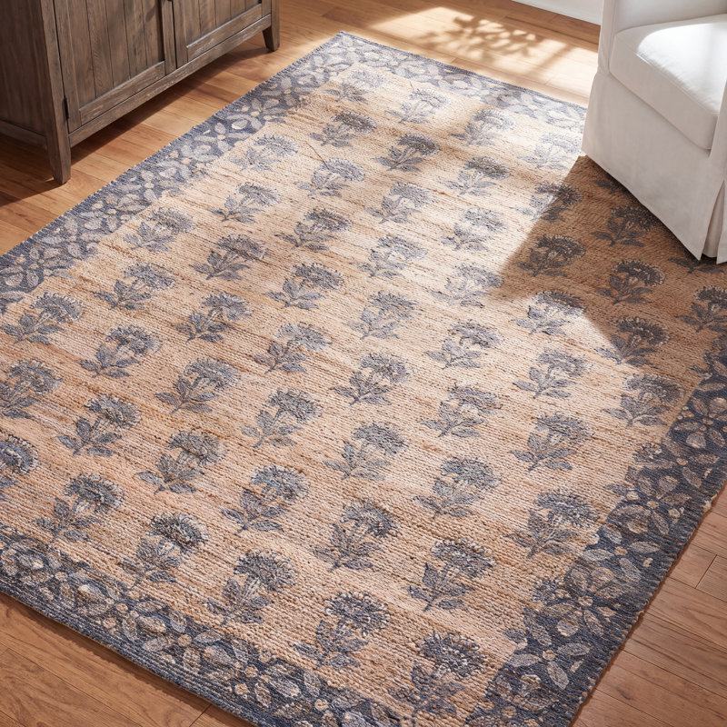 Nanni Saffron Hand Woven Performance Floral Indoor Rug, Rectangle 9' x 12'