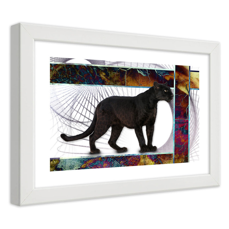 Leopard Animals - Single Picture Frame Print, White, 60cm H x 90cm W