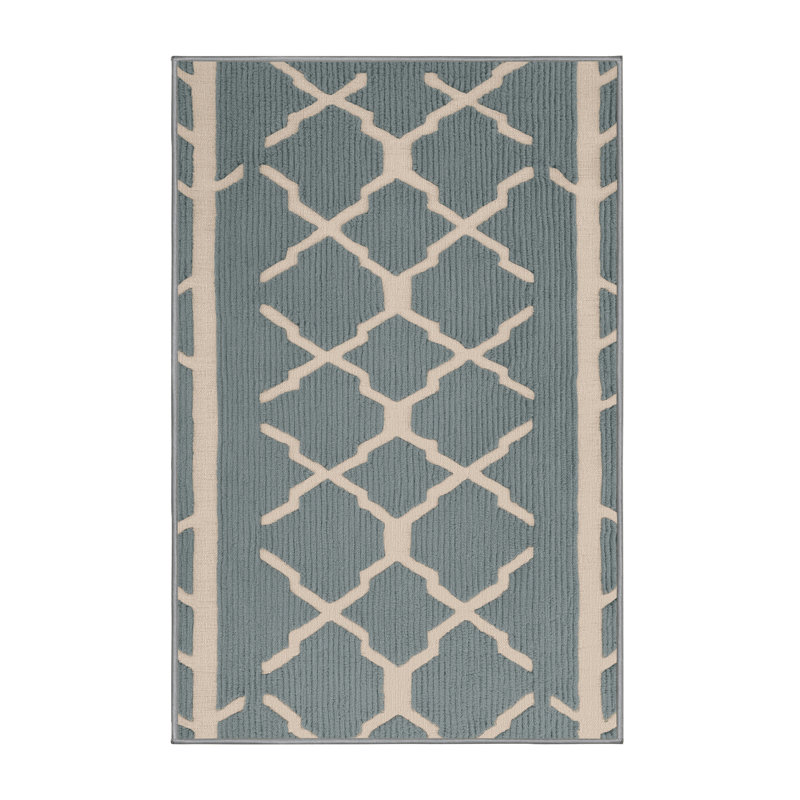 Tapis gris en treillis lavable à la machine, Rectangulaire 8 pi x 12 pi