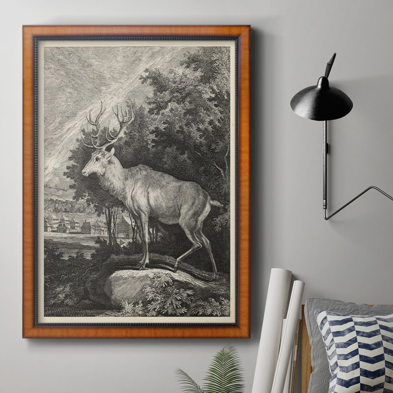 Toile encadrée de qualité supérieure Woodland Deer II - prête à être accrochée, H 27 po x l 18 po x P 2,5 po