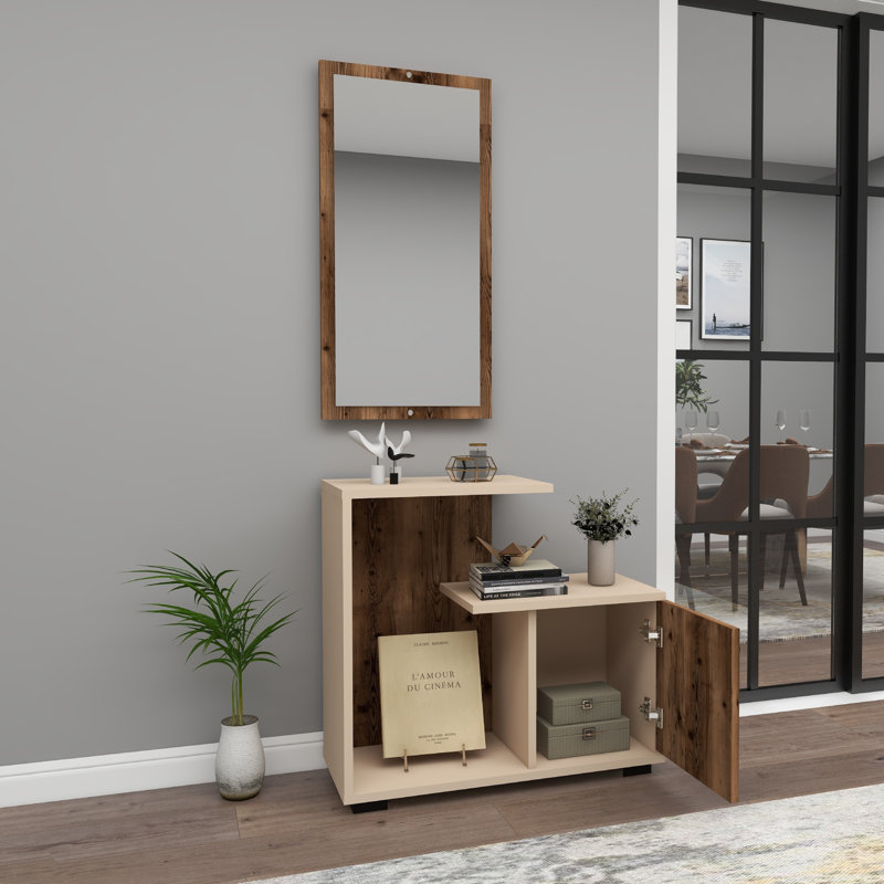 Lily-Lee 72 cm W Console Table, Light Walnut/Beige