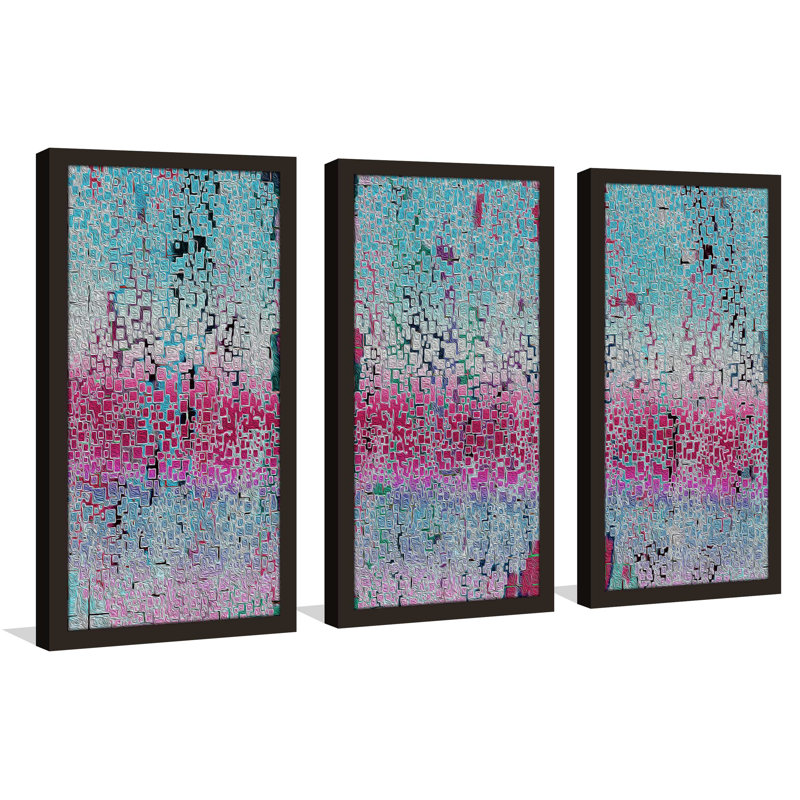 « illusion pb asolo », ensemble de 3 reproductions d’art encadrées, L 52,5 po x H 33,5 po x P 1 po, Cadre espresso