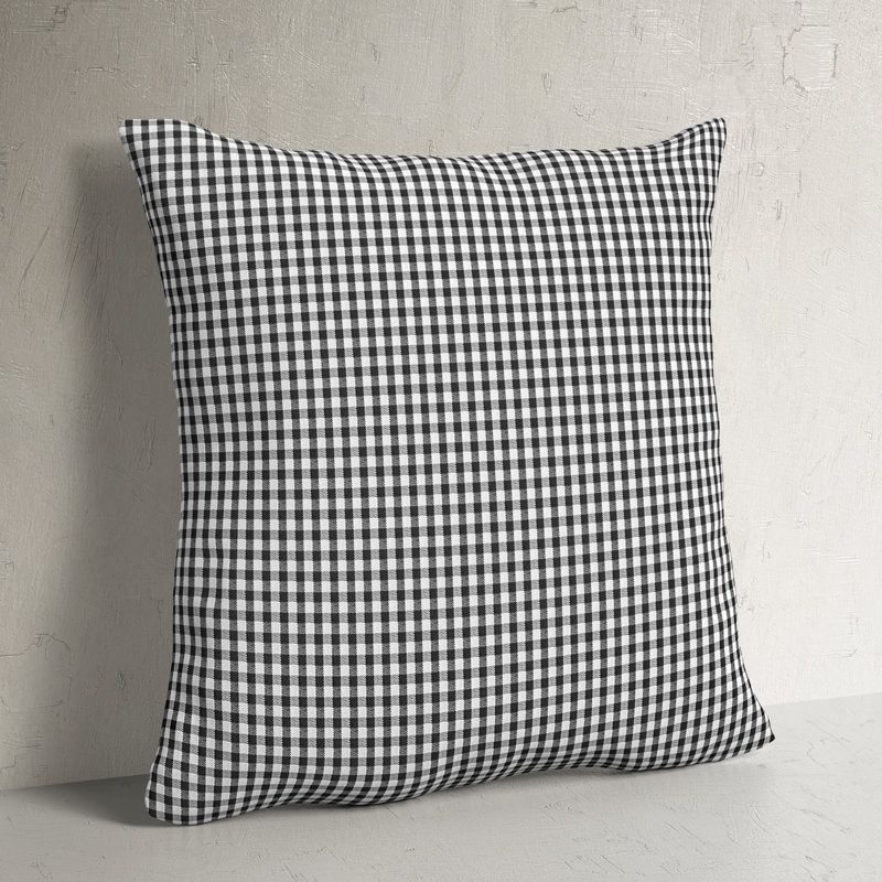 Henriette Square Cotton Pillow Cover & Insert, Black, 24" H x 24" W