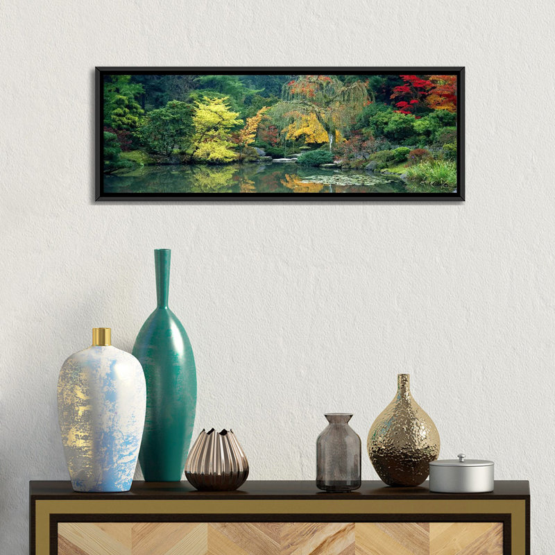 «The Japanese Garden Seattle WA USA» par Panoramic Images, reproduction sur toile tendue sur châssis, Cadre noir