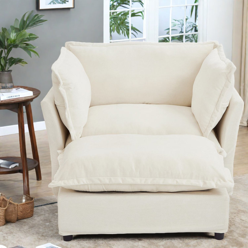 Chaises d'appoint spacieuses, ensemble de repose-pieds en chenille, style moderne pour la maison