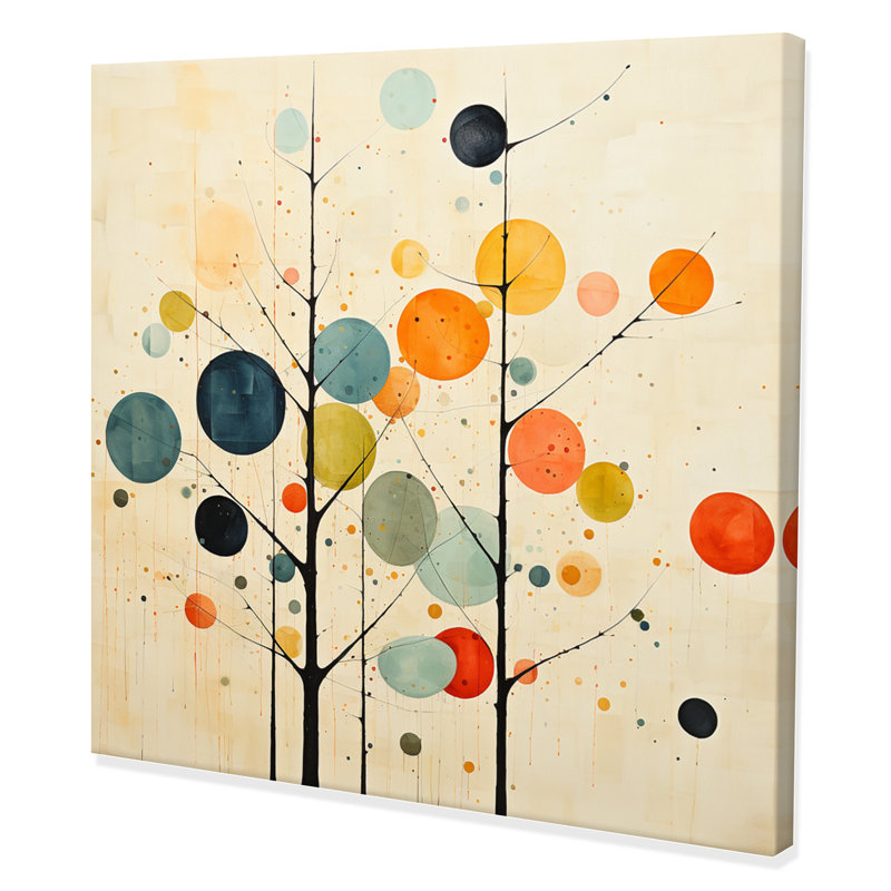 Beige Mid Century Minimalist Masterpiece Wall Art, No Frame, 24" H x 24" W, Wrapped Canvas