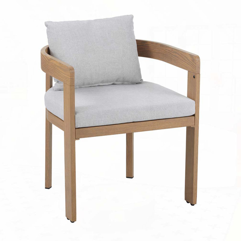 Chaise de patio d'extérieur en aluminium, Gris clair, Teck