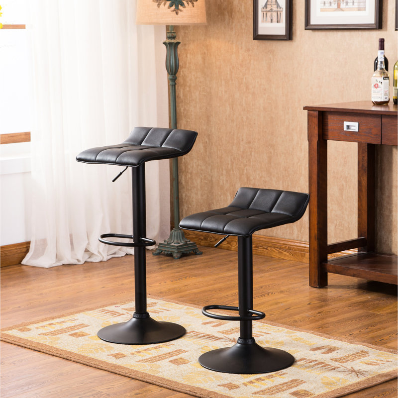 Paire de tabourets de bar pivotants en cuir reconstitué noir - hauteur réglable pour une utilisation confortable 2 avec espaces polyvalents