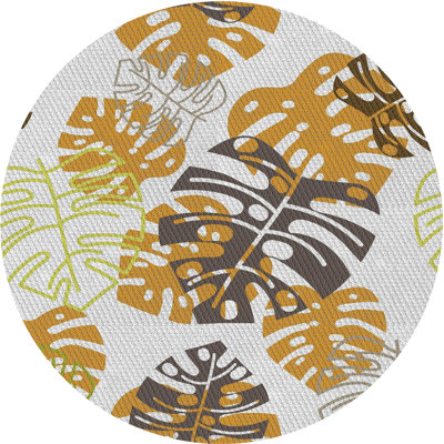 Tapis brun/jaune/gris à motifs