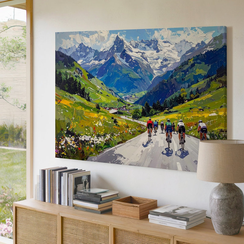 Reproduction d'art mural sur toile, "Cycling Race Through Alpine Pass", H 9 po x l 12 po