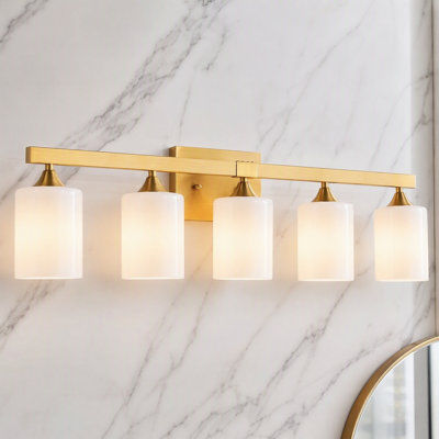 5-Light Brushed Gold Bathroom Vanity Light Fixture