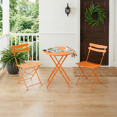 3-Piece Bistro Set with Steel Frame, Folding Table & 2 Chairs, Space-Saving Patio Furniture for Outdoor Patio, Balcony or Garden