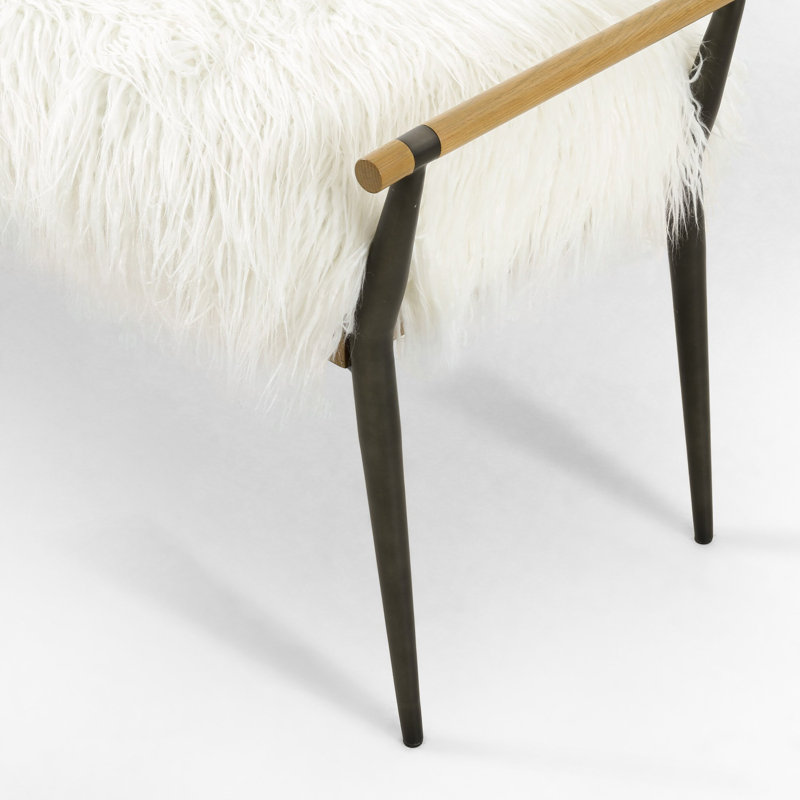 Charlotte Upholstered Bench, Mongolian Cream Fur