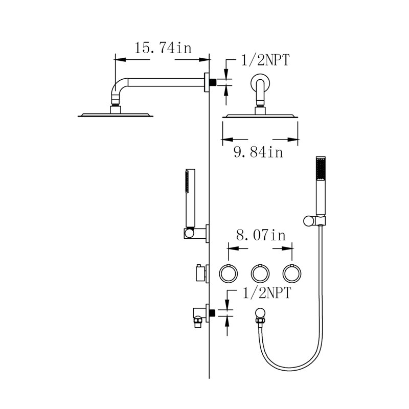 All-In-One Kit with Rough in-Valve, Brushed Gold