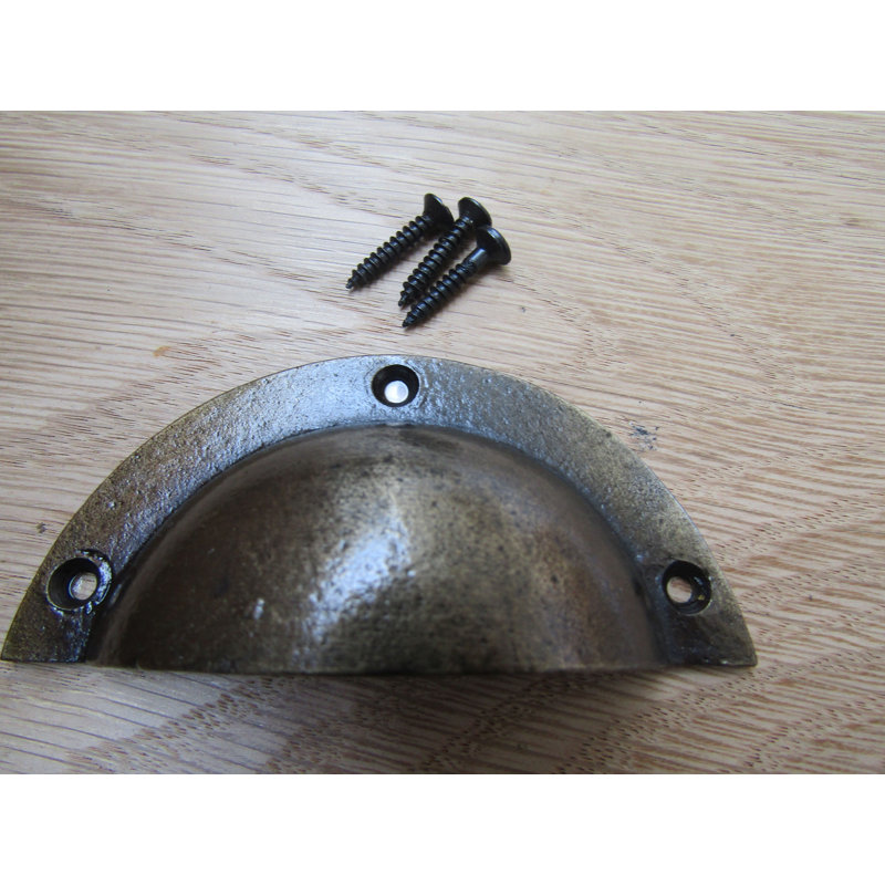 Cast Iron Small Victorian Cup Pull Handle Antique Iron, Antique Brass, 83mm