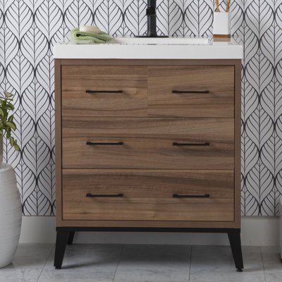 Houlberg 31.06'' Single Bathroom Vanity with Cultured Marble Top
