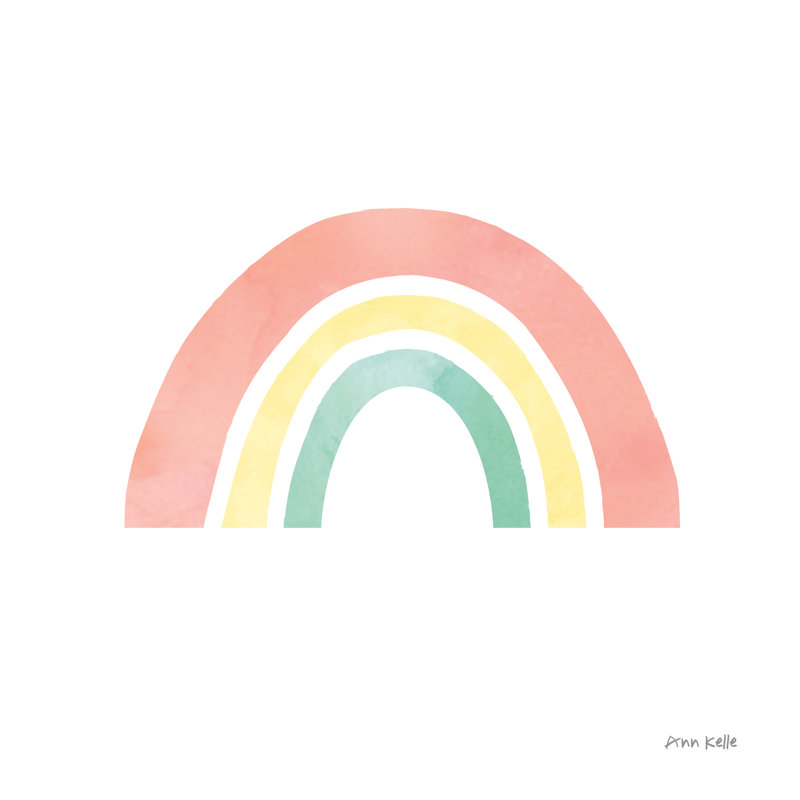 «Pastel Rainbow I» par Ann Kelle, reproduction sur toile tendue, H 12 po x l 12 po, Non, Cadre flottant noyer