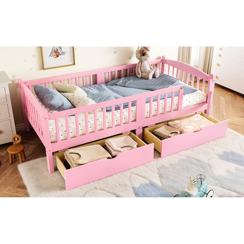 Lit plateforme rose avec lit simple TG