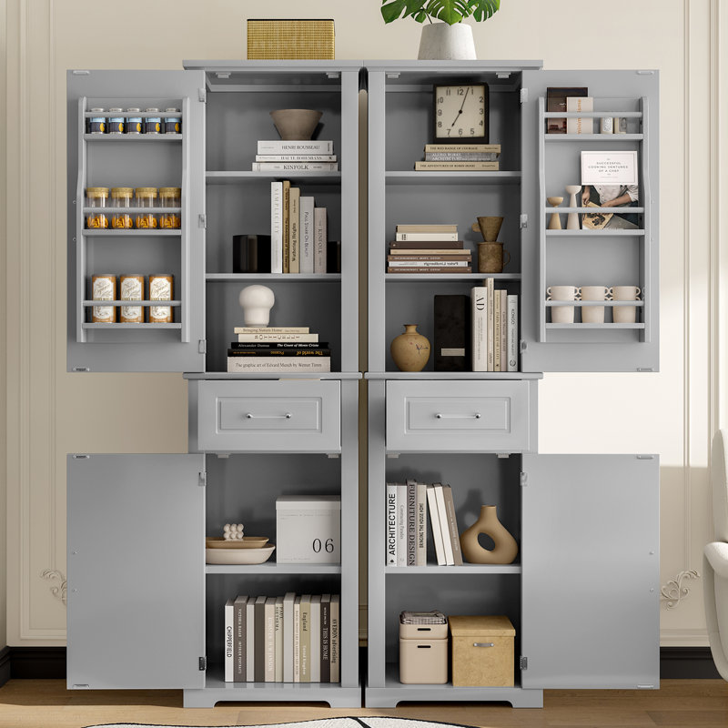 2pcs Tall Bathroom Storage Cabinet,gray, Gray