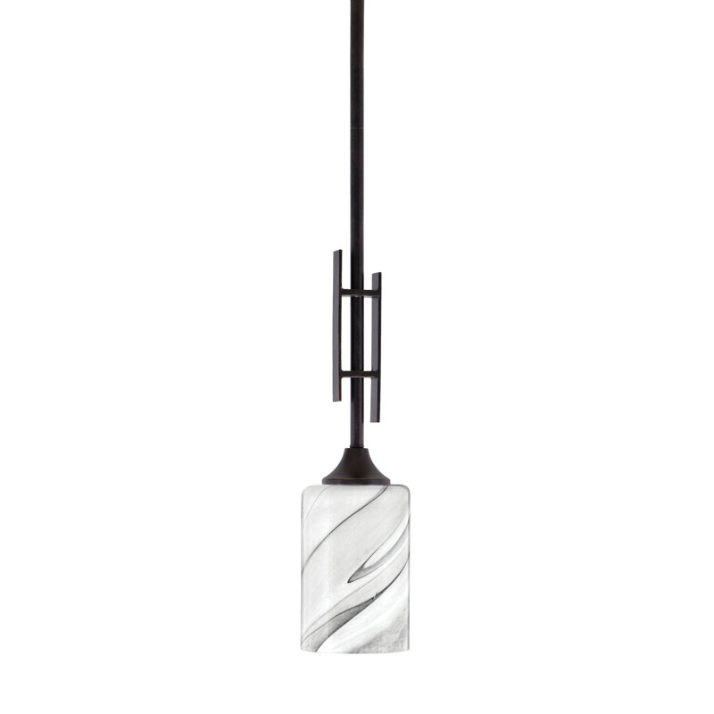 Mini-luminaire suspendu Uptowne, fini en granit foncé avec verre de 4 po, Onyx