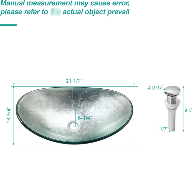 Récipient de salle de bain en verre trempé Silver Boat