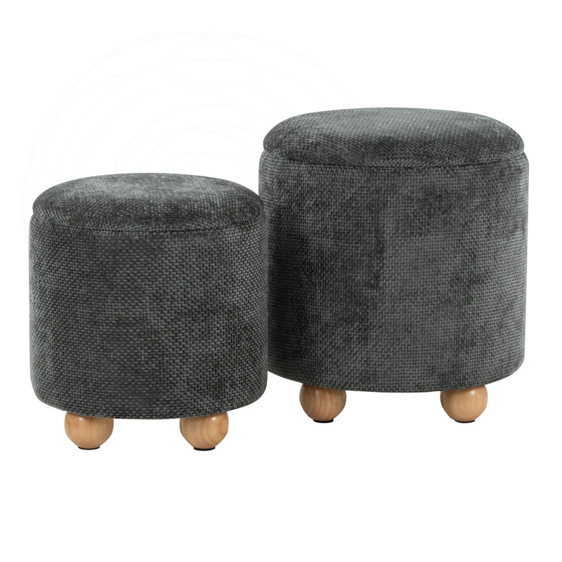 Nesting Ottoman Set with Removable Lids and Bun Feet