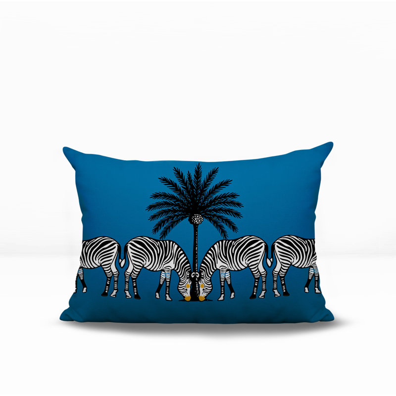 Oreiller rectangulaire réversible intérieur / extérieur Camo Zebra, Turquoise, H 18 po x l 25 po