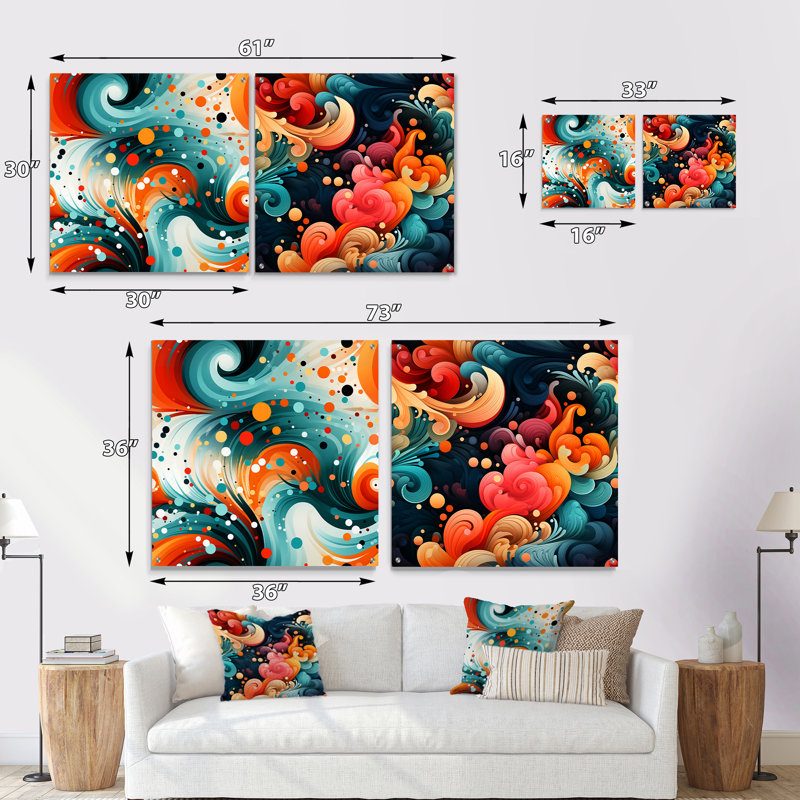Corjan - Ensemble de 2 verres muraux abstraits géométriques en acrylique, H 16 po x l 33 po